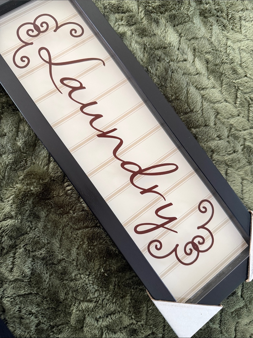 Laundry Wall Sign - Black Frame with Cream Background and Brown Script